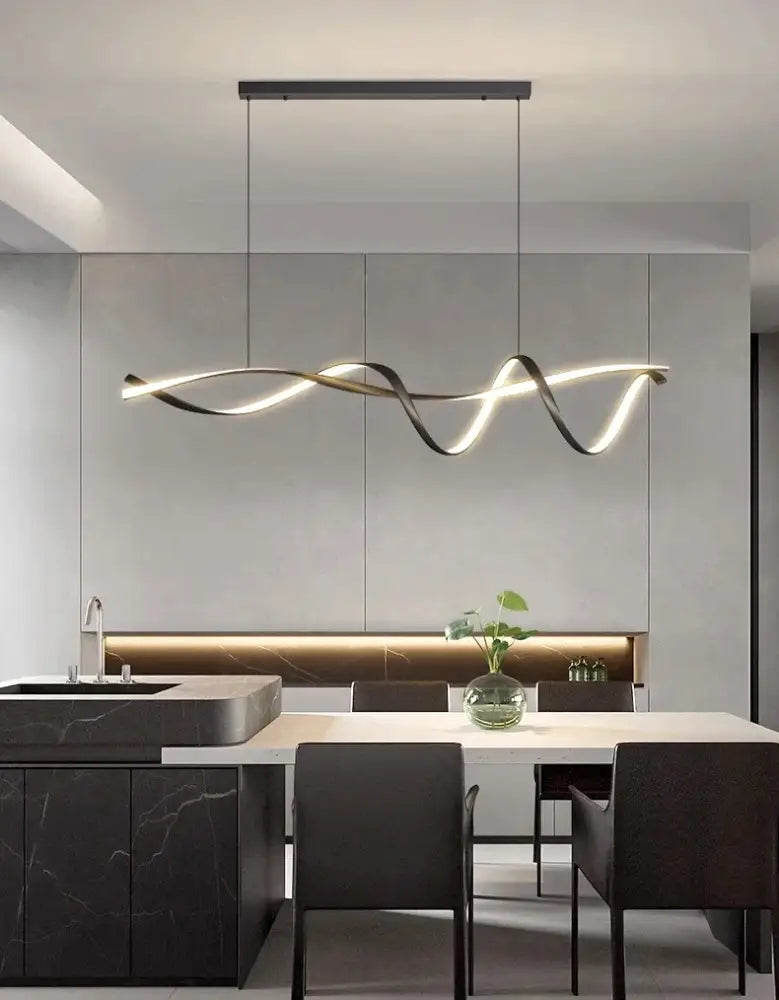 Modern black and white DecorBites glass pendant lights with sleek flowing wave design for contemporary home decor