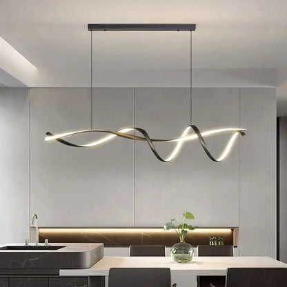 Modern black and gold wave-shaped glass pendant lights with led for stylish home decor by DecorBites™