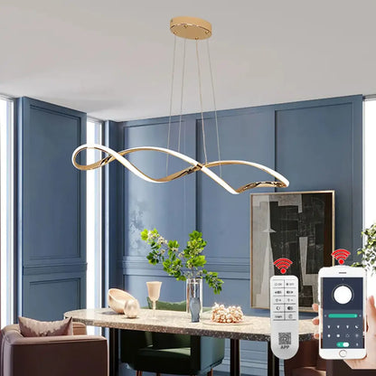 DecorBites™ gold-toned infinity glass pendant lights with sleek modern LED design for contemporary home decor