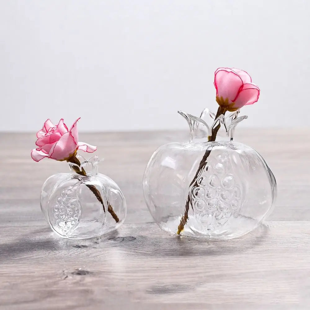 Glass Pomegranate Flower Vase Home Decor - Vase