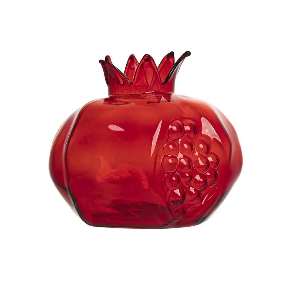 Glass Pomegranate Flower Vase Home Decor - Red-L - Vase