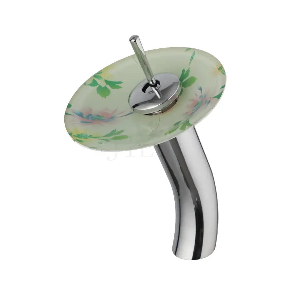 Grifo de Lavabo con Asa de Balanceo de Vidrio Decorbites™ , Grifos Mezcladores de Cascada, Acabado en Cromo