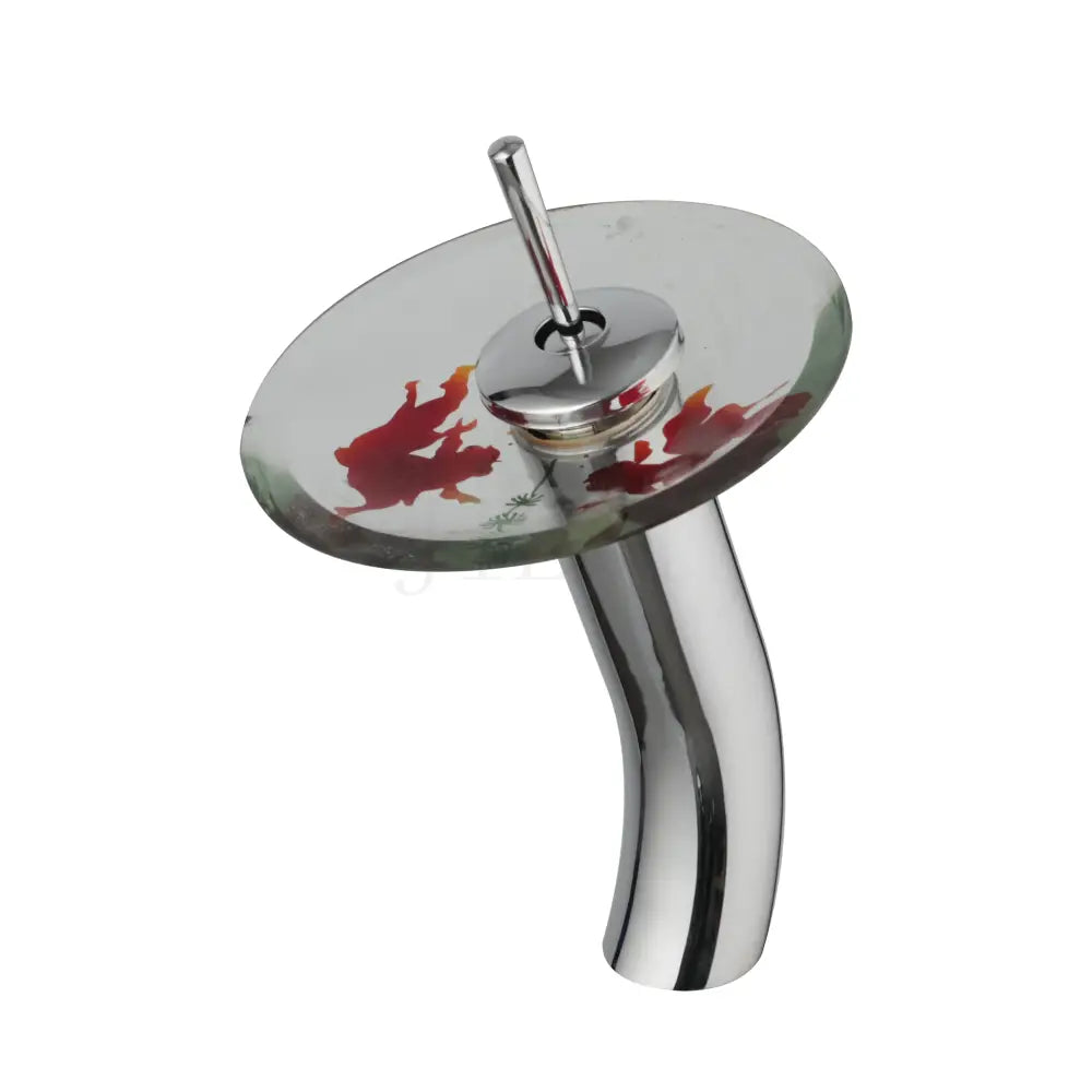 Grifo de Lavabo con Asa de Balanceo de Vidrio Decorbites™ , Grifos Mezcladores de Cascada, Acabado en Cromo