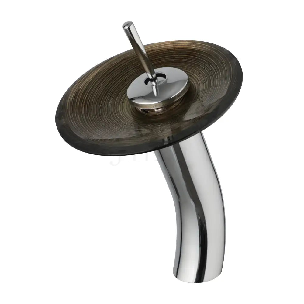 Grifo de Lavabo con Asa de Balanceo de Vidrio Decorbites™ , Grifos Mezcladores de Cascada, Acabado en Cromo