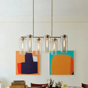 Modern decorbites glass suspension pendant light with clear cylindrical shades for island ceiling or dining room