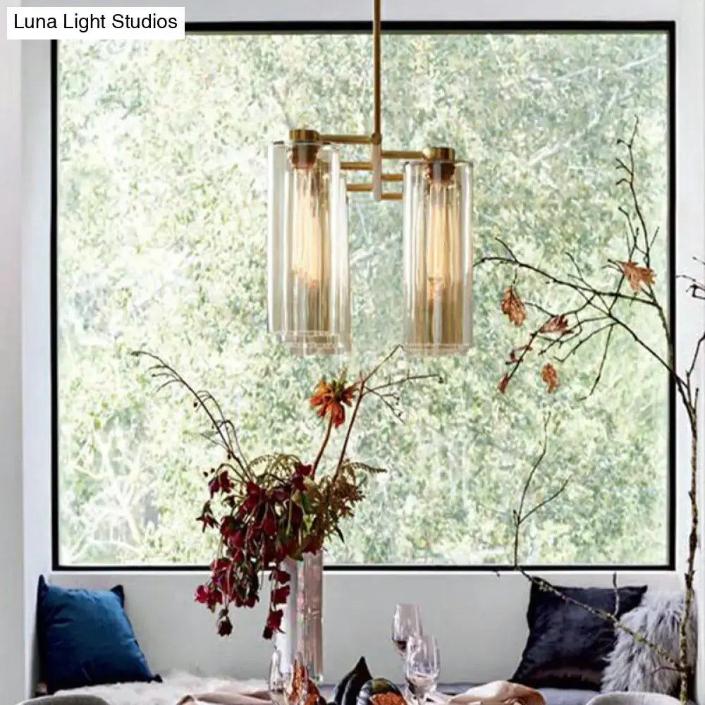 DecorBites™ glass suspension pendant light with brass frame and amber glass shades for modern island ceiling use