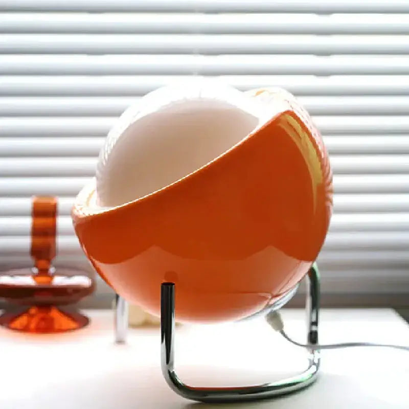 DecorBites™ glass table lamp vibrant orange glossy ceramic with sleek chrome stand and curved Bauhaus design