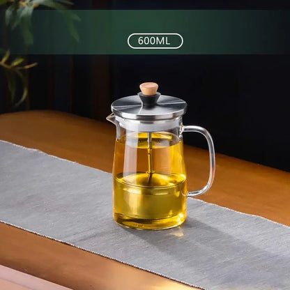 600ml glass french press with stainless steel lid handle and wooden knob in decorbites glass tea set Chinese kung fu style