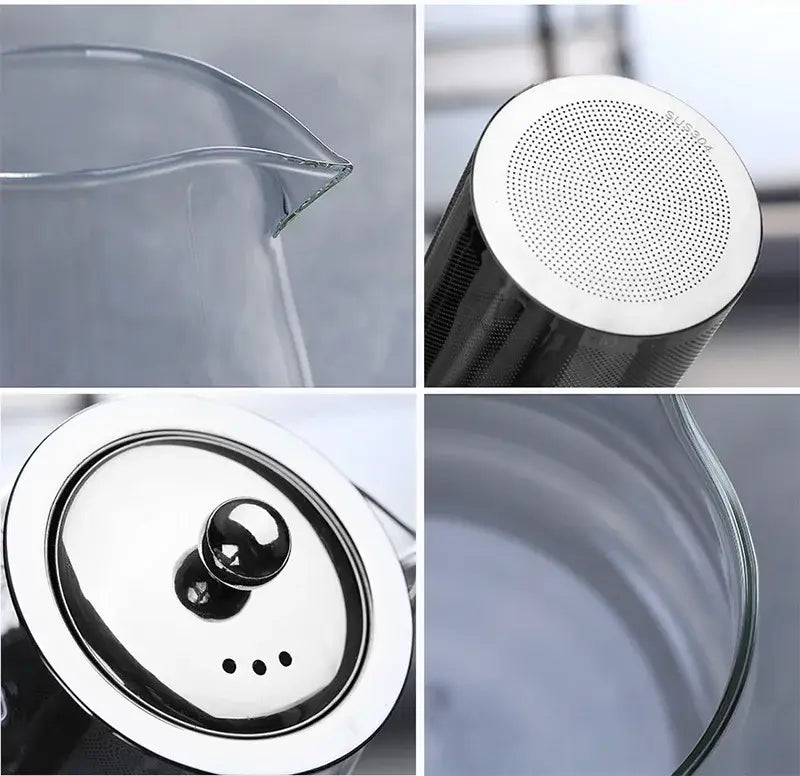 Clear glass teapot with stainless steel lid and infuser from decorbites glass teapot 550ml pu erh set