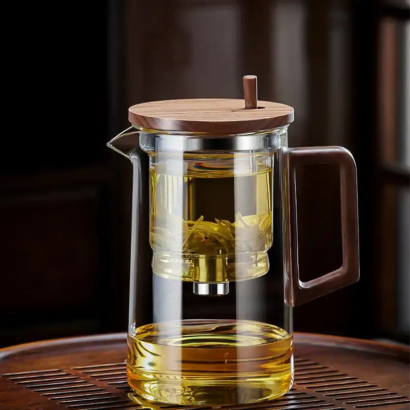 Decorbites glass teapot with wooden lid and handle featuring stainless steel glass teapot filter kettle for steeping tea