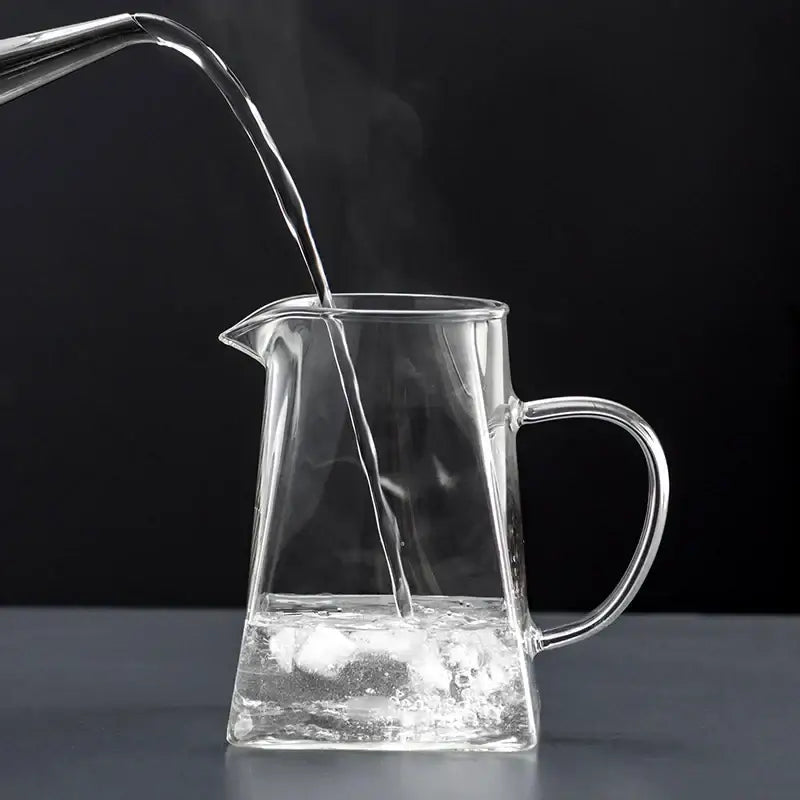 Clear glass pitcher with curved handle in decorbites glass teapot kungfu tea set for office thermostable use
