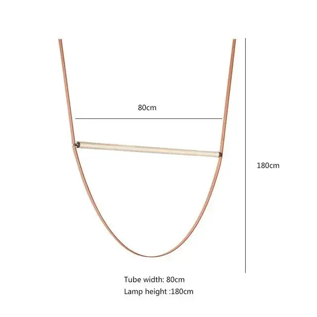 Copper-colored decorbites glass tube pendant lamp with u-shaped design and central horizontal tube for modern lighting
