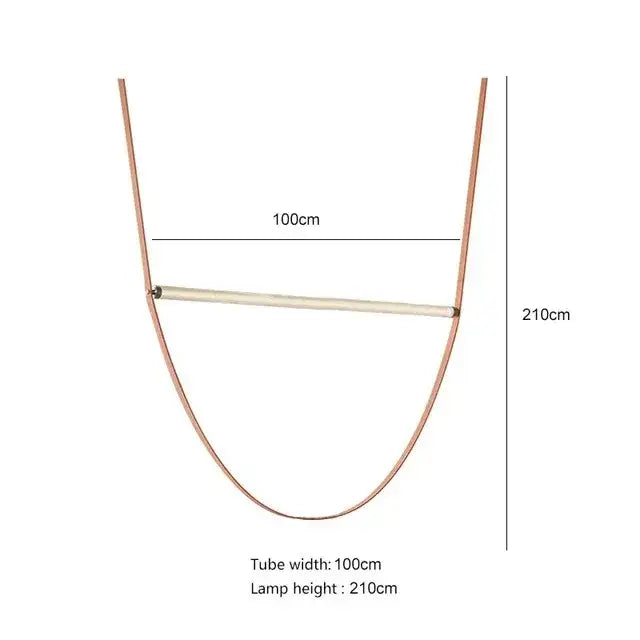 Decorbites glass tube pendant lamp with minimalist copper u-shaped frame and central bar for modern living room lighting