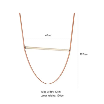 Copper-colored metal frame with central horizontal bar for DecorBites glass tube pendant light for living room or villa