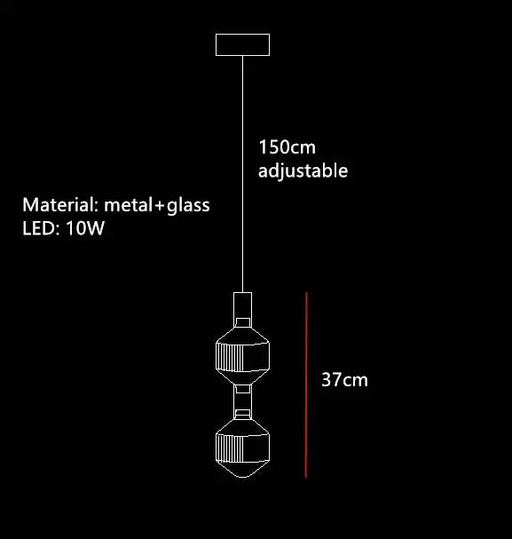 Adjustable 150cm metal and glass tubes led pendant light with 37cm drop featuring 10w led bulb by DecorBites glass tubes