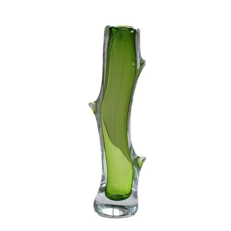 A translucent green decorbites glass vase with tree branch design clear accents for floral arrangement terrarium