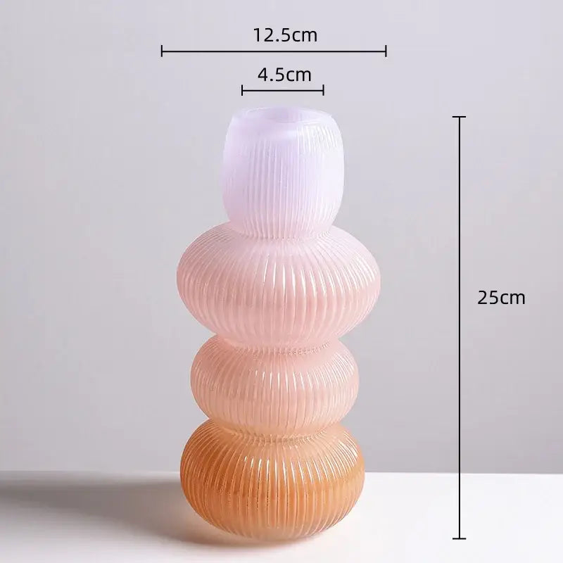Decorbites glass vase geometric featuring a translucent geometric gradient design in pink to amber for home decoration