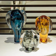 Decorbites glass vase hot air balloon accessory featuring three translucent glass cactus sculptures in blue amber and clear hues