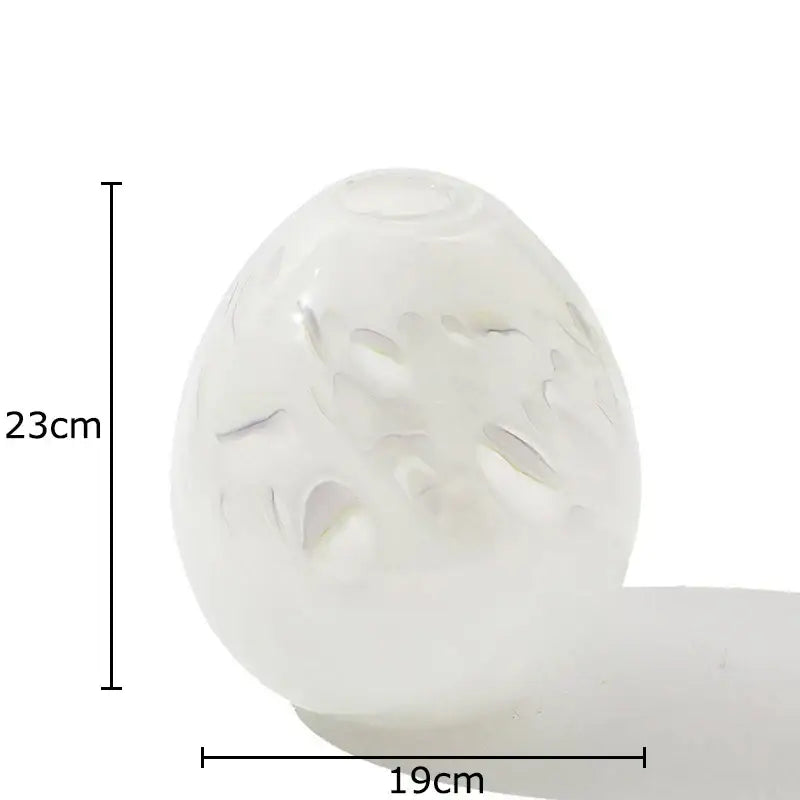 DecorBites glass vase translucent white egg-shaped glass vase with etched floral patterns for elegant table decor