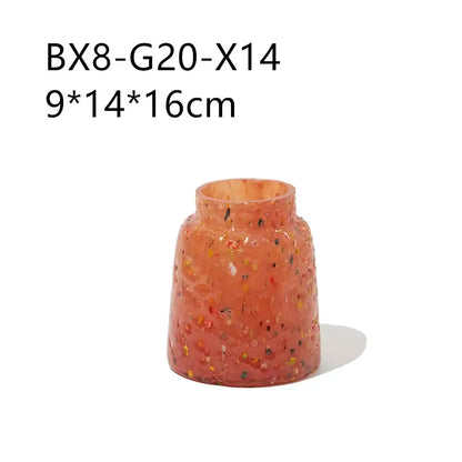 DecorBites glass vase translucent peach glass vase hydroponic terrarium with speckled multicolored flecks and flared rim