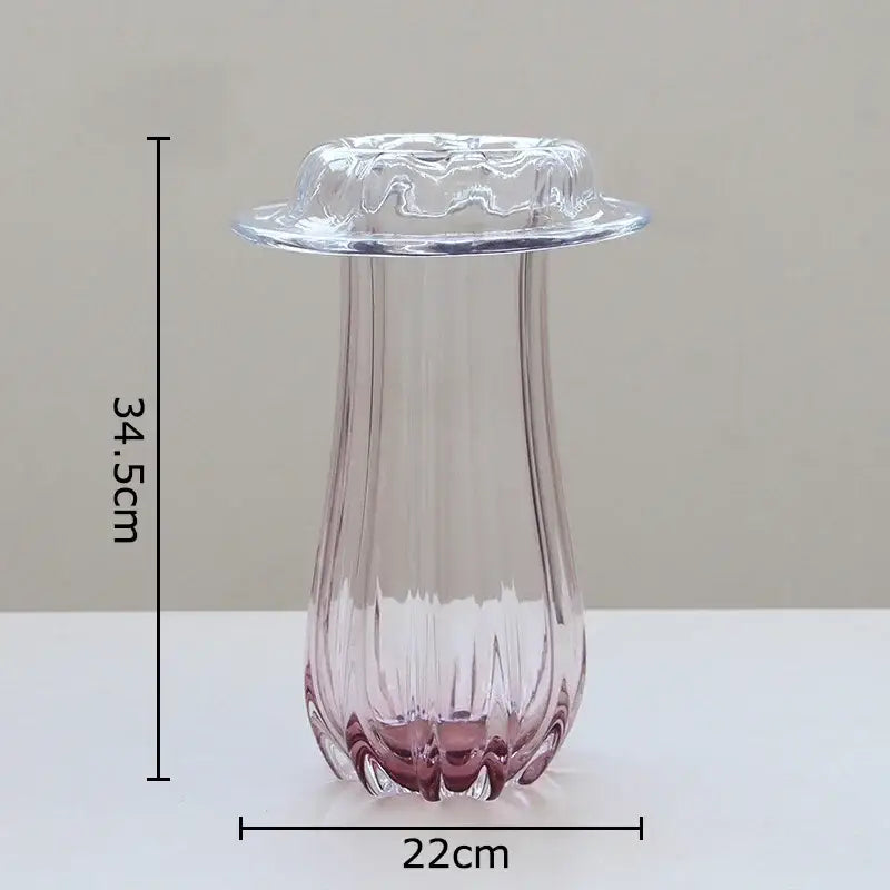 Clear glass decorbites glass vase with fluted ribbed body and lid for hydroponics table decoration and flower arrangement