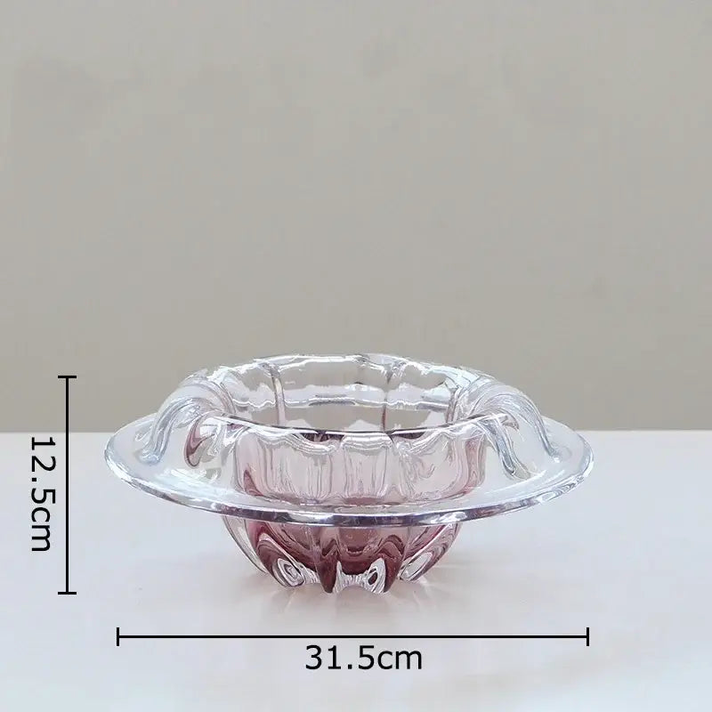 Clear intricately molded decorbites glass vase with fluted rim and scalloped base for vase hydroponics table decor