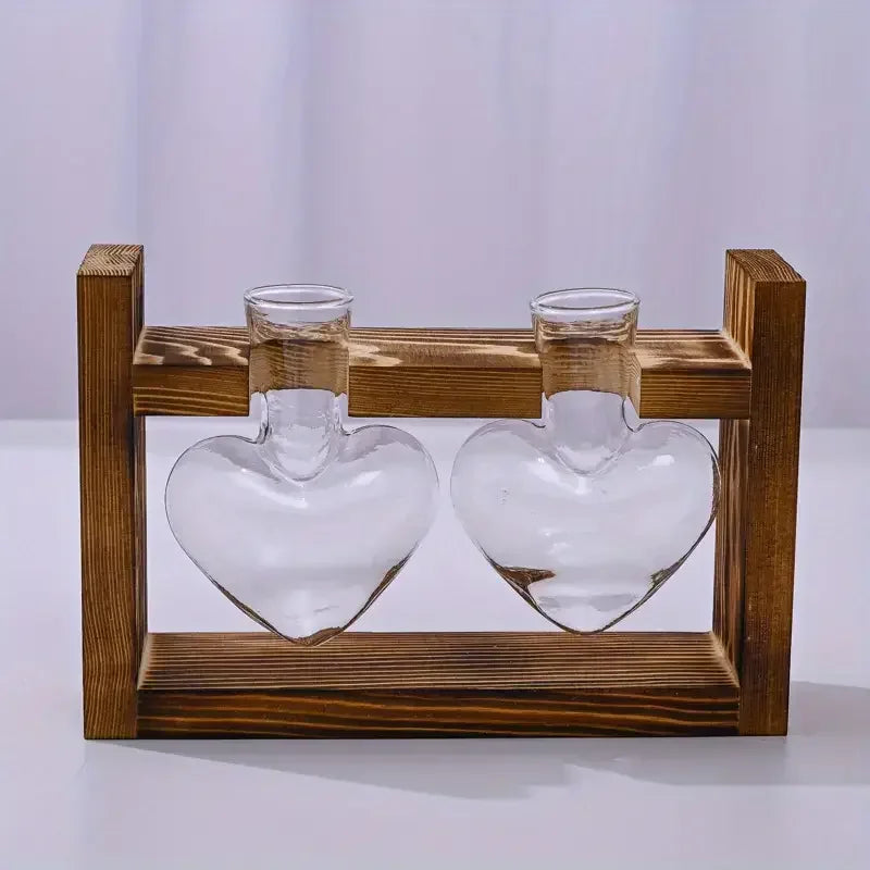 Glass Vase Terrarium with Wooden Frame - M / CHINA - Vase