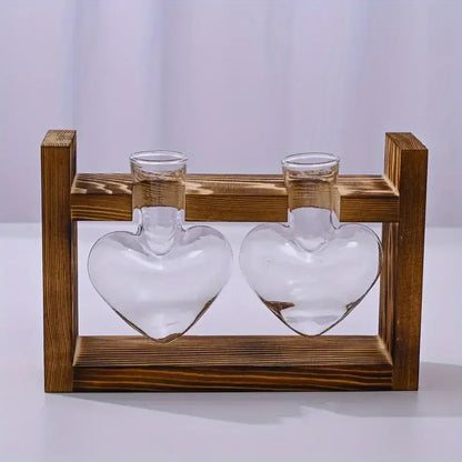 Glass Vase Terrarium with Wooden Frame - M / CHINA - Vase