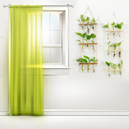 Glass Wall Hanging Planters with Wooden Holder - Vase