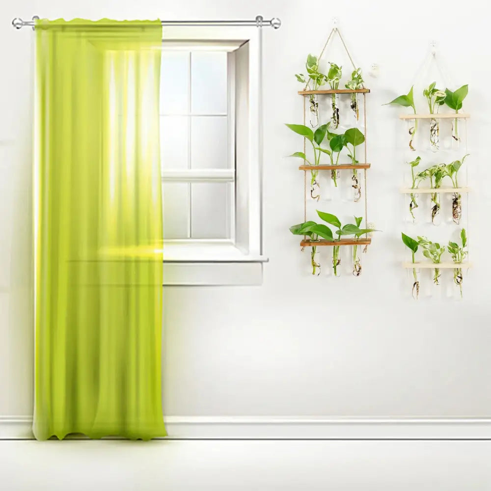 Glass Wall Hanging Planters with Wooden Holder - Vase
