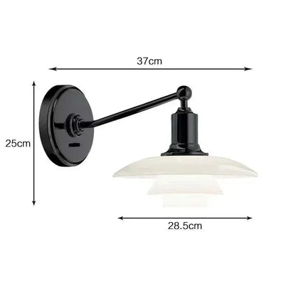 Black metal DecorBites glass wall lamp with layered frosted glass shade chrome finish for home decor living room lighting