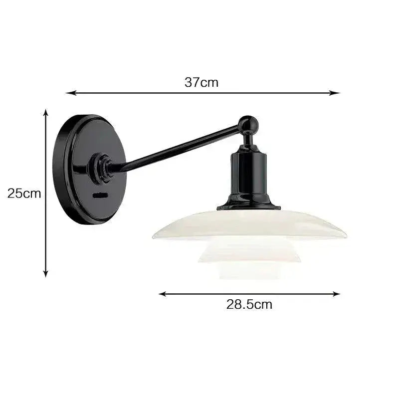 Black metal DecorBites glass wall lamp with layered frosted glass shade chrome finish for home decor living room lighting