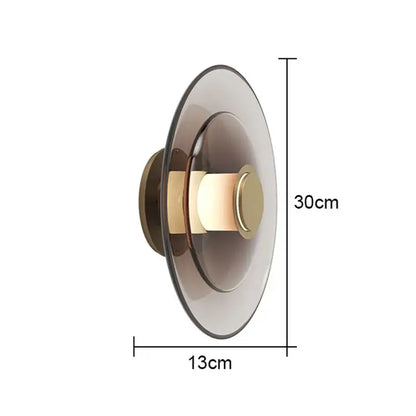 Modern wall lamp decorbites glass wall lamp with translucent smoked glass shade and brass accents emitting warm light