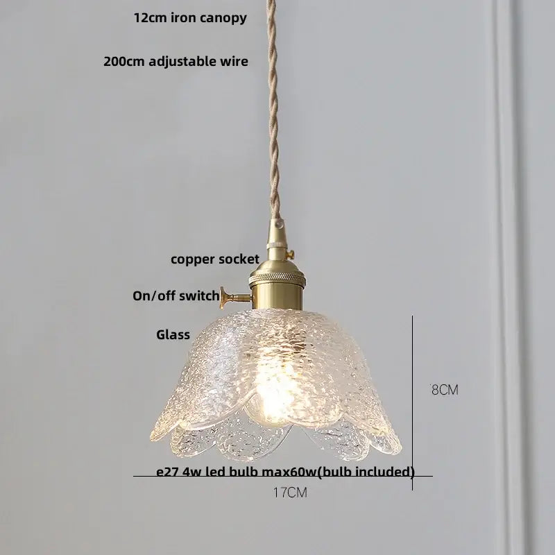 DecorBites glass pendant lights with textured glass and brass-finished copper socket for elegant led pendant lighting