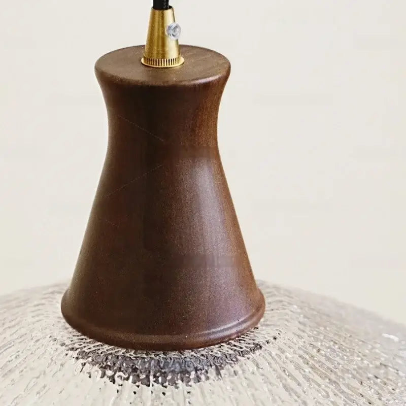 Decorbites™ wood led pendant lights with dark brown wooden lampshade and brass metal fixture for home and restaurant lighting