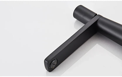 Decorbites™ gold brass basin faucet with black matte finish and modern minimalist design for bathroom sink