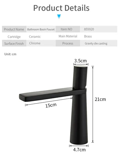 Decorbites™ gold brass basin faucet with black chrome finish, brass construction, and ceramic cartridge for bathroom sink