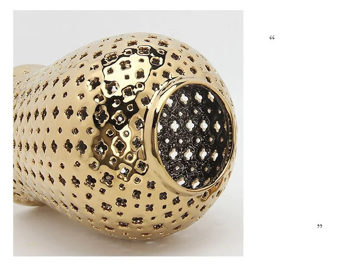 DecorBites™ Gold Ceramic Carved Temple Jar - Home Decor