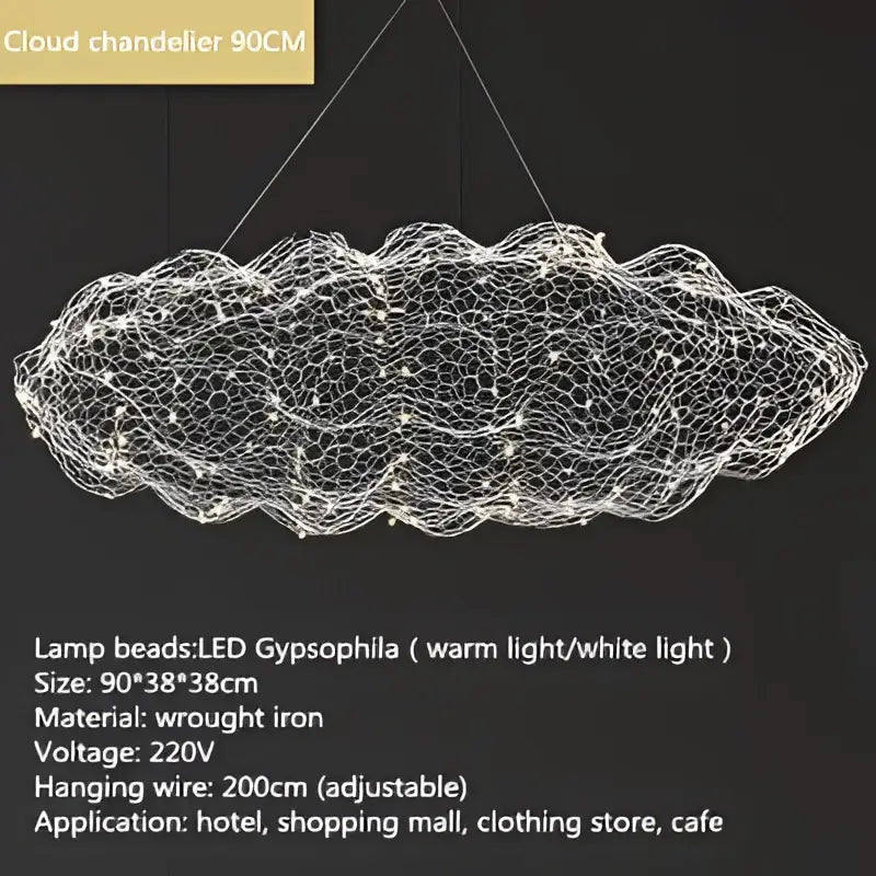 DecorBites™ gold cloud pendant lights with wire mesh design and warm white leds for home and restaurant decor