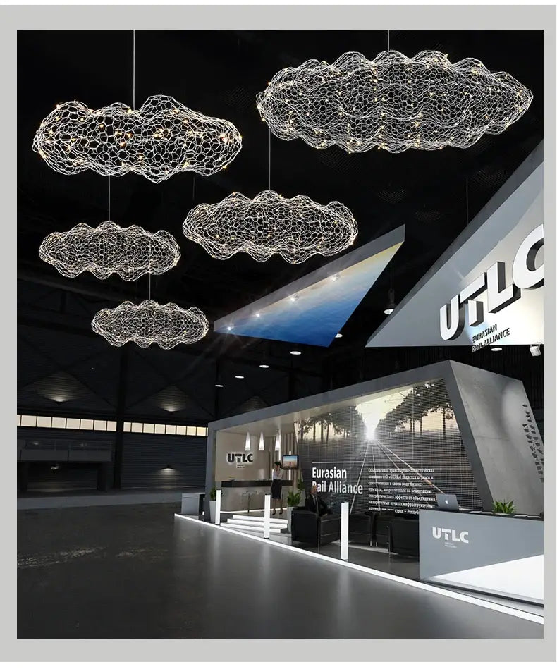 DecorBites silver wire mesh cloud pendant lights in gold for home and restaurant modern pendant lighting
