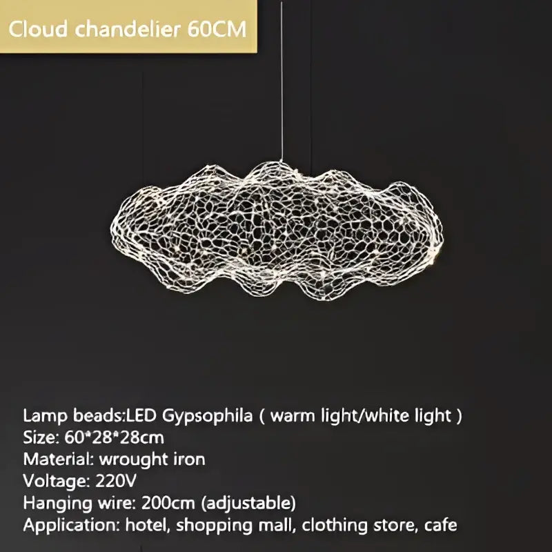 White wireframe gold cloud pendant lights with led gypsophila lamp beads for home and restaurant decor