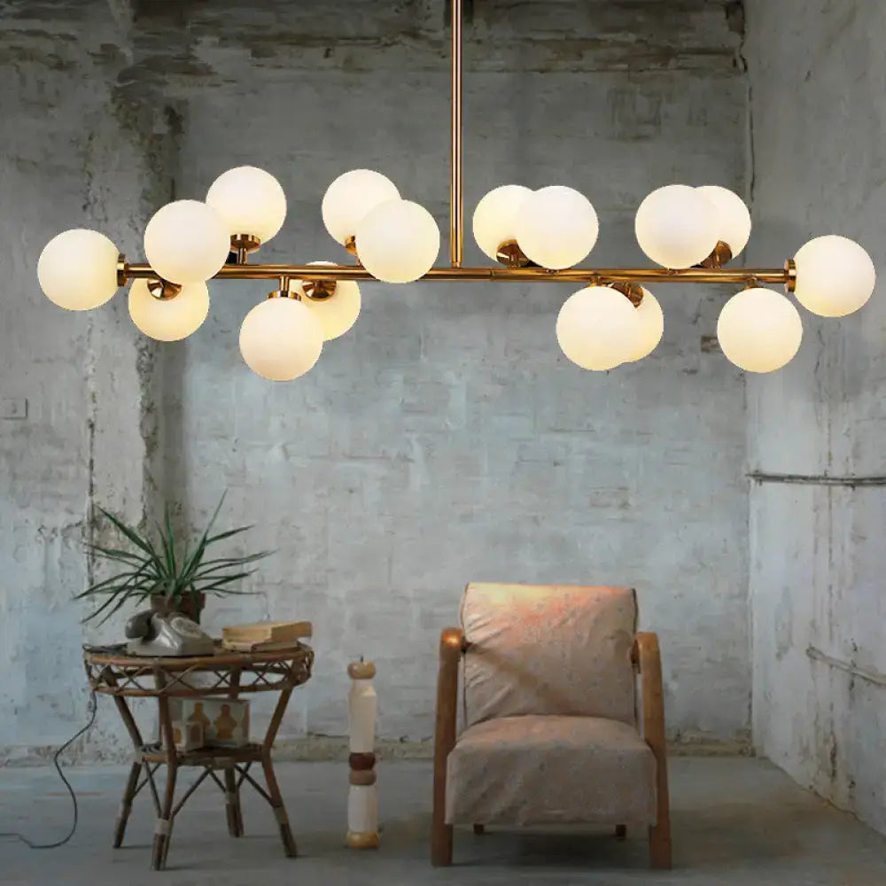 DecorBites™ gold contemporary chandelier with frosted glass shade cream glass pendant light fixture for dining room