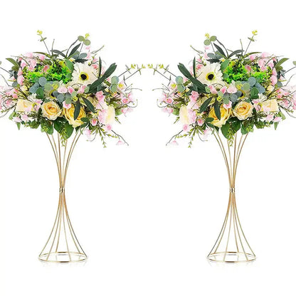 Gold Iron Flower Vase Set for Wedding Decor - 2PCS - Vase