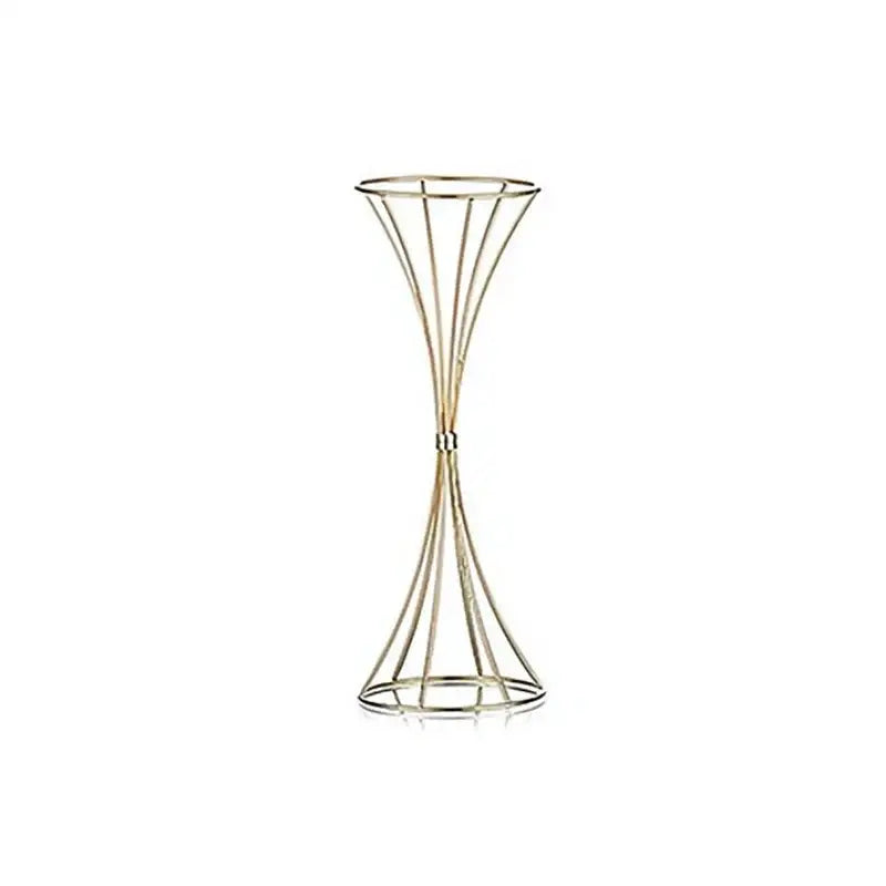 DecorBites gold iron flower vase set featuring a slender gold-toned iron flower vase with conical design for wedding decor
