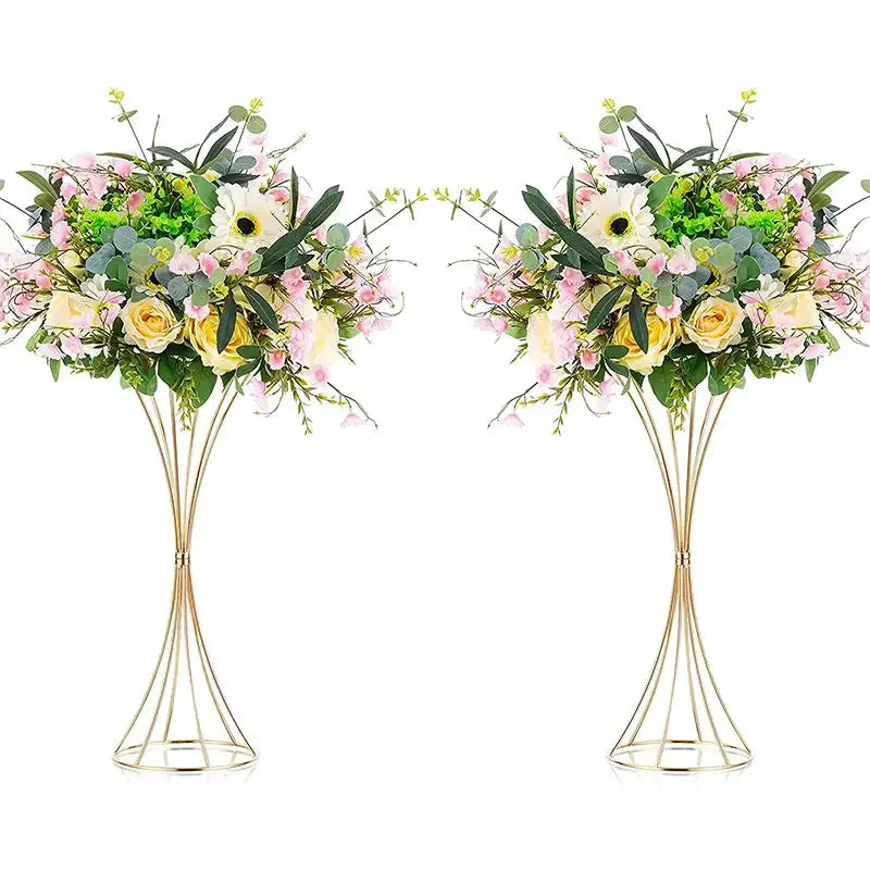 DecorBites™ Gold Iron Flower Vases - Wedding Decor