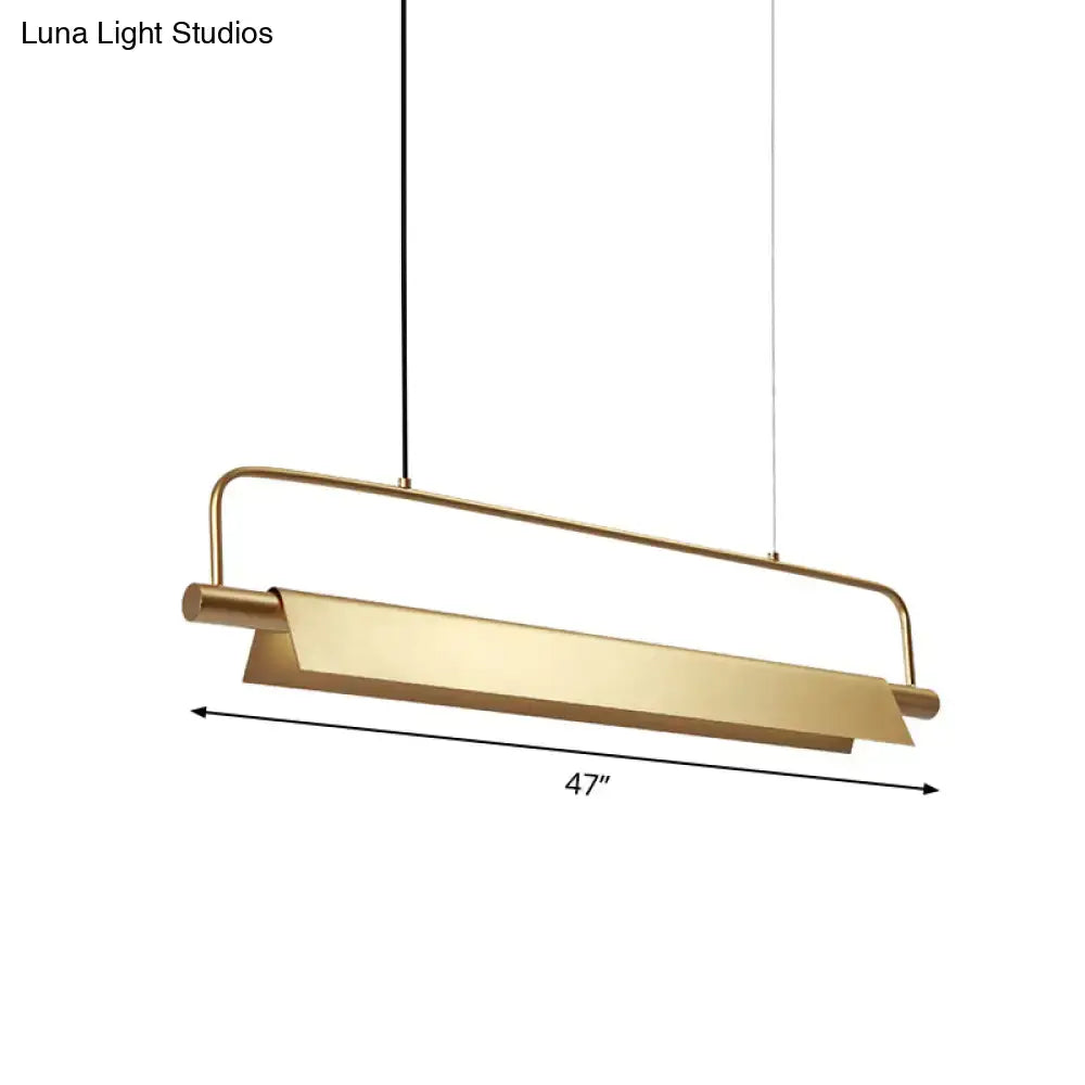 A sleek 47-inch brass island light fixture with a minimalist rectangular design for restaurants 220v-240v 110v-120v
