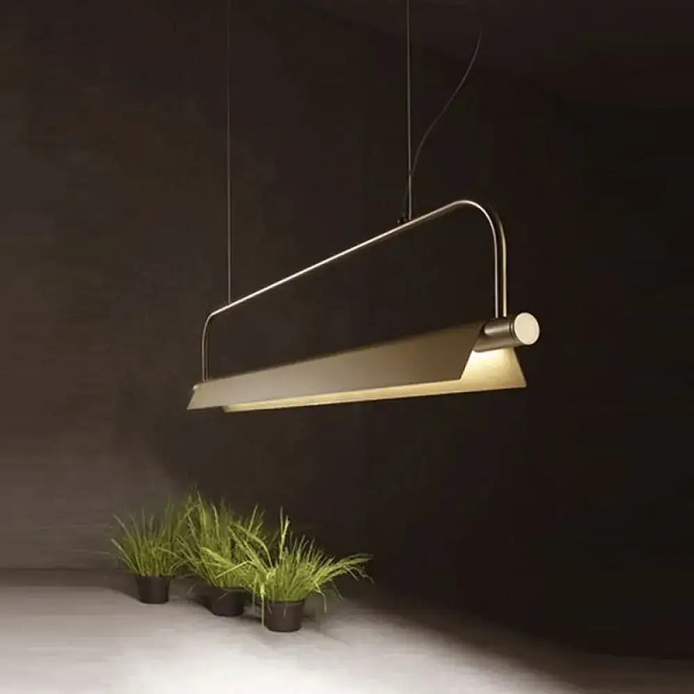 Modern minimalist decorbites™ gold LED island light fixture with brushed metal frame and warm-toned lampshade for restaurants 220v-240v 110v-120v