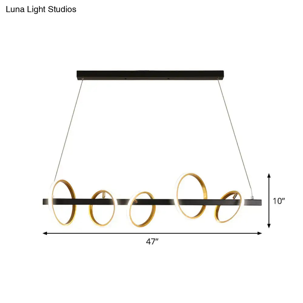 Modern black and gold metal ceiling pendant with simple circles design for dining room island lighting