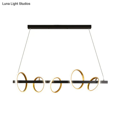 Modern black and gold metal ceiling pendant with simple circles design for dining room island lighting