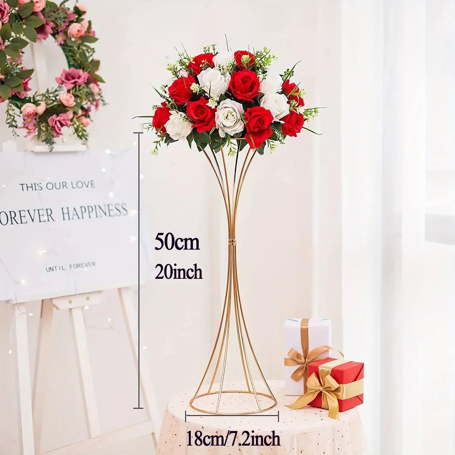 Gold Metal Trumpet Flower Stand Vases - Vase